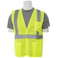 S362P ANSI Class 2 Hi-Viz Lime Mesh Economy Vest w/ Pockets (X-Small)
